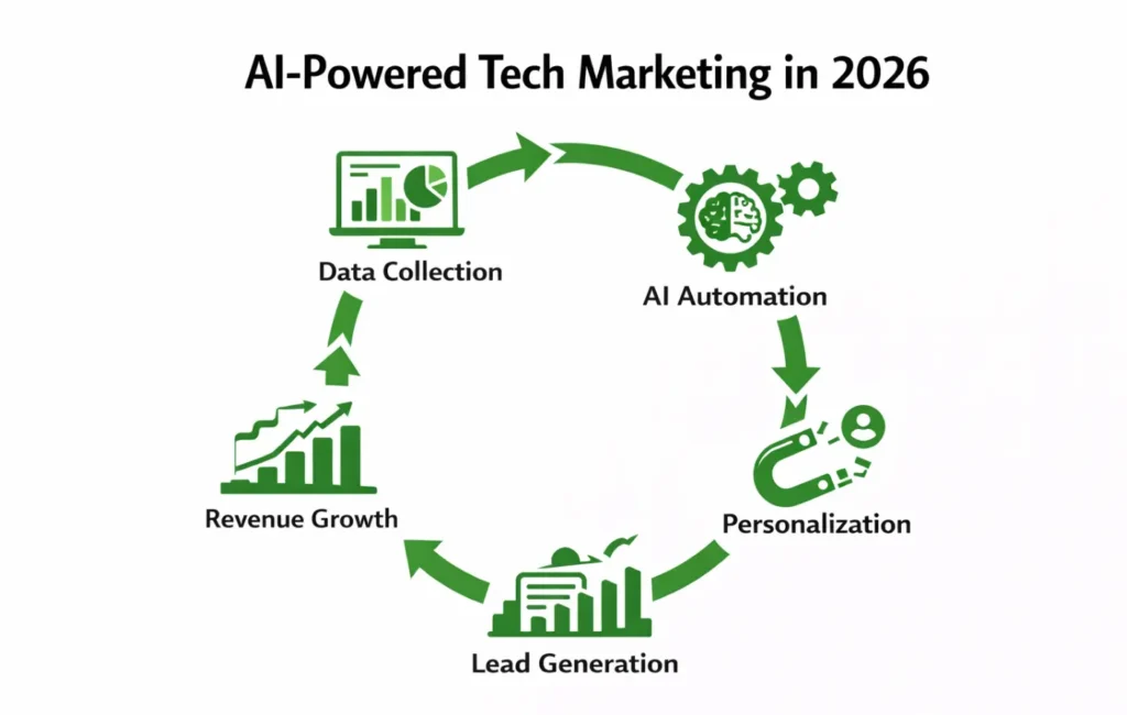 AI-powered tech marketing process workflow for 2026.