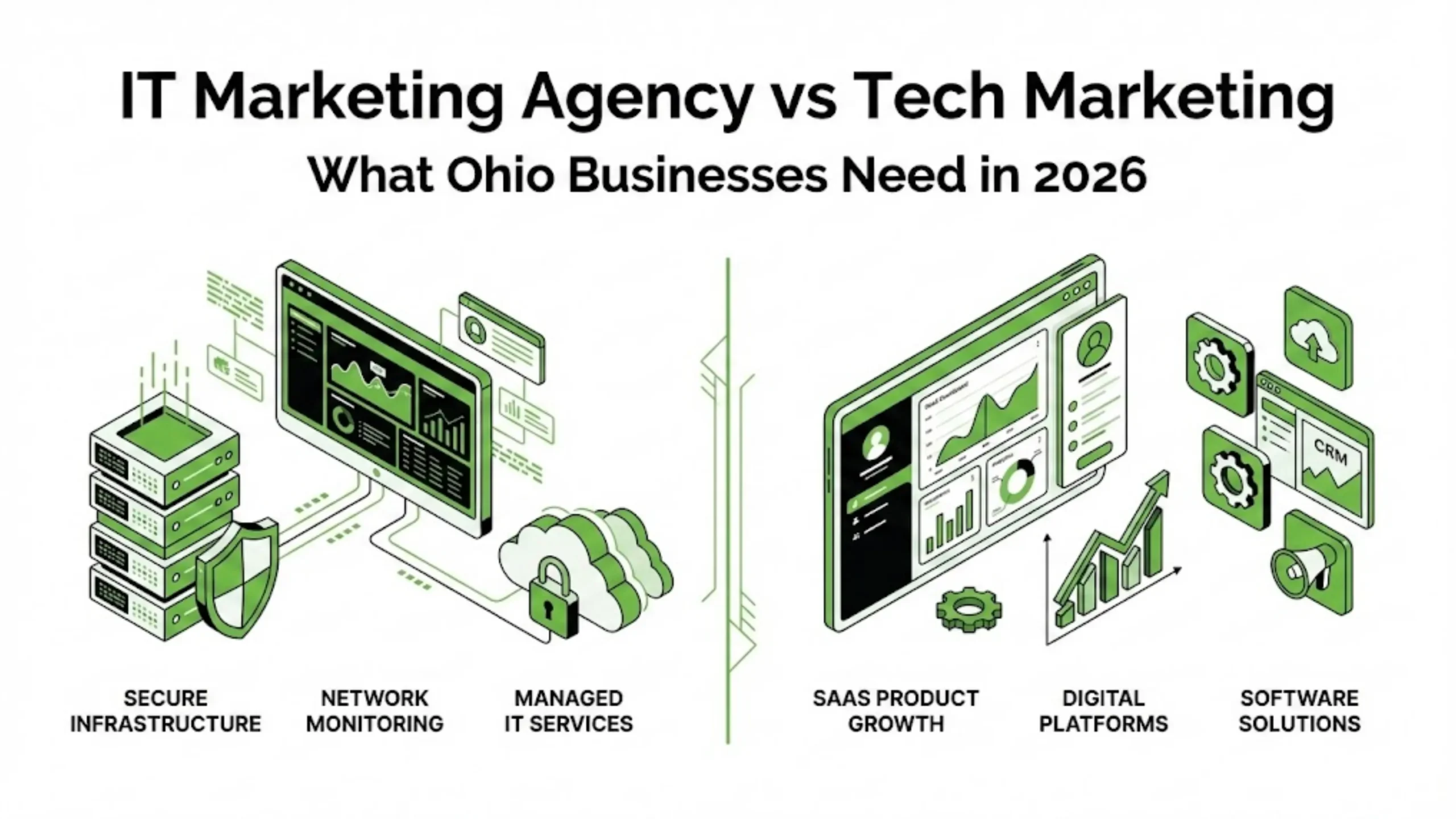 IT marketing agency vs tech marketing comparison for Ohio businesses in 2026