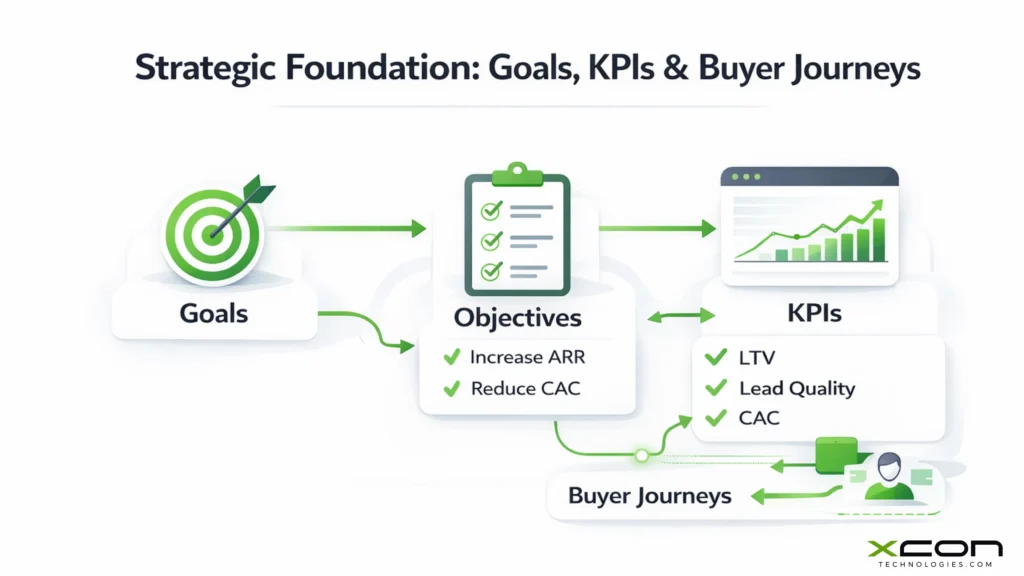 Technology marketing strategy framework using goals and KPIs