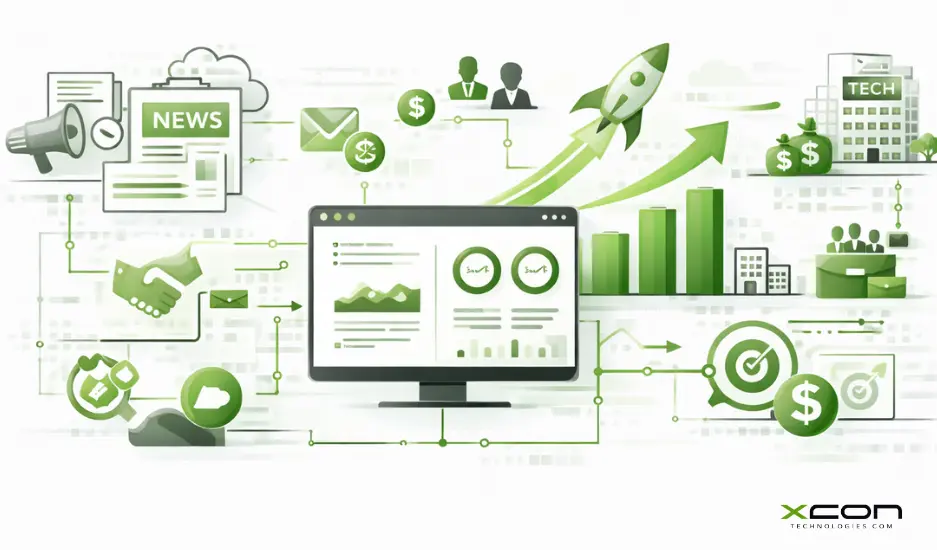 Tech PR agency ecosystem showing media outreach, investor visibility, and SaaS brand growth strategy.