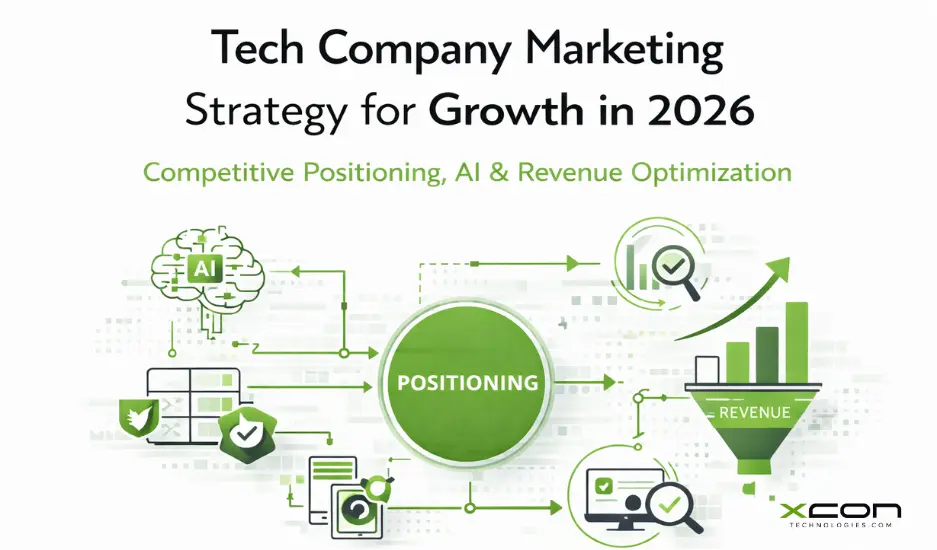 Tech Company Marketing Strategy for Growth in 2026 showing AI, positioning, and revenue optimization system